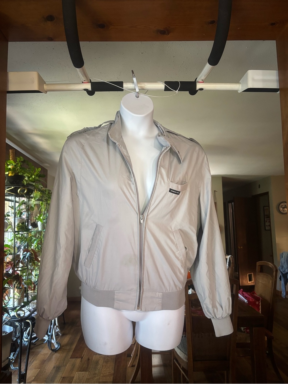 Vintage Members Only Light Gray Women's Zip-Front Bomber Jacket Size 40